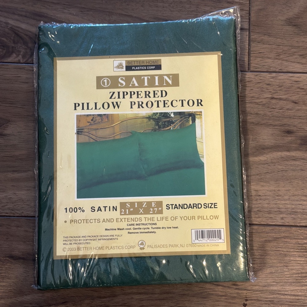 Vintage Satin Pillow Protector Zippered Standard Pillowcase Green Better Home